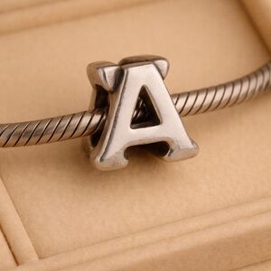 Chamilia Women's .925 Sterling Silver Print Letter A Bead Charm EUC CHAM #280